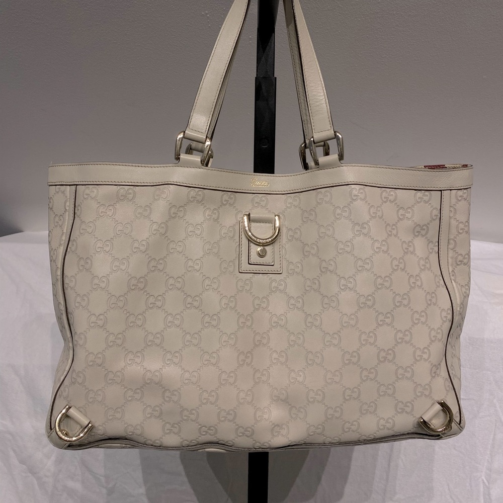 Abbey D-ring Tote Guccissima Leather Offwhite Ivory